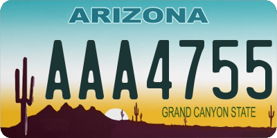 AZ license plate AAA4755