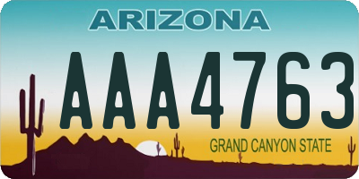 AZ license plate AAA4763