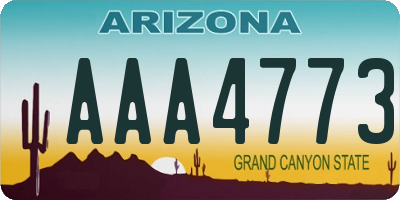 AZ license plate AAA4773