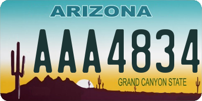 AZ license plate AAA4834