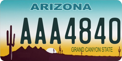 AZ license plate AAA4840