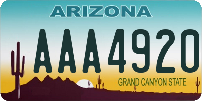 AZ license plate AAA4920