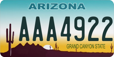 AZ license plate AAA4922