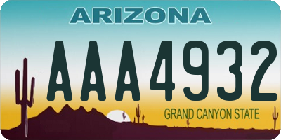 AZ license plate AAA4932