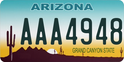 AZ license plate AAA4948