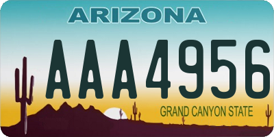 AZ license plate AAA4956