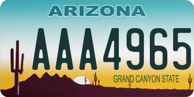 AZ license plate AAA4965