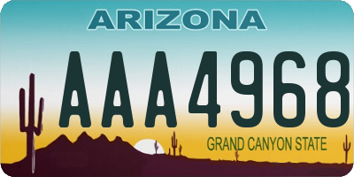 AZ license plate AAA4968