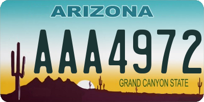 AZ license plate AAA4972
