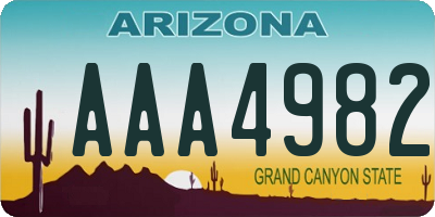 AZ license plate AAA4982