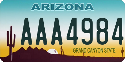 AZ license plate AAA4984
