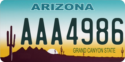 AZ license plate AAA4986