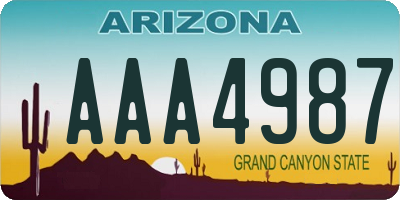 AZ license plate AAA4987