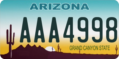 AZ license plate AAA4998