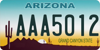 AZ license plate AAA5012