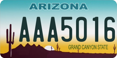 AZ license plate AAA5016