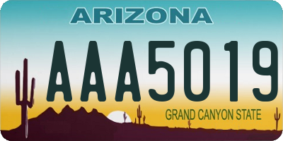 AZ license plate AAA5019