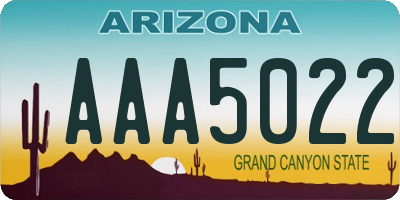 AZ license plate AAA5022