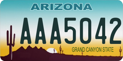 AZ license plate AAA5042