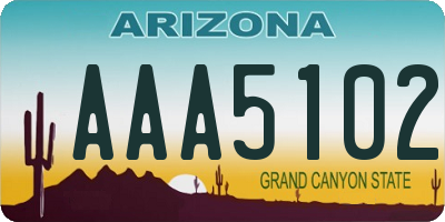 AZ license plate AAA5102