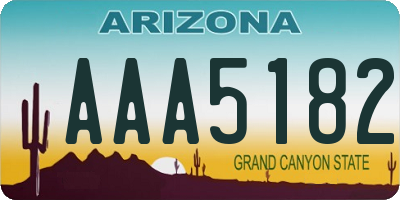 AZ license plate AAA5182