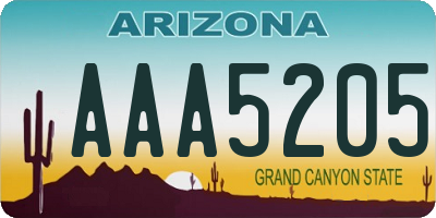AZ license plate AAA5205