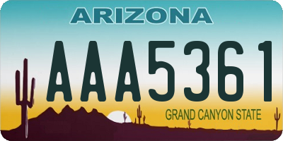 AZ license plate AAA5361