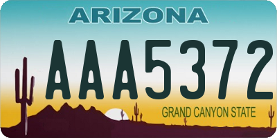 AZ license plate AAA5372