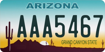 AZ license plate AAA5467
