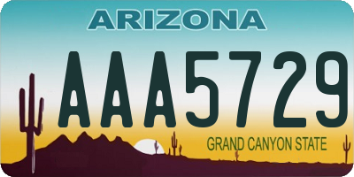 AZ license plate AAA5729