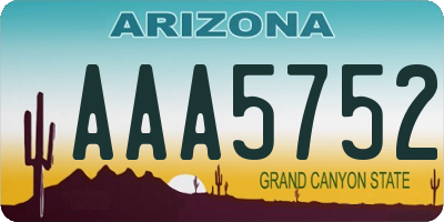 AZ license plate AAA5752