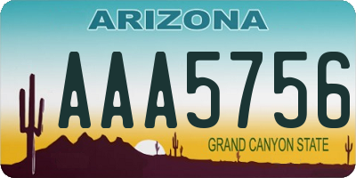 AZ license plate AAA5756