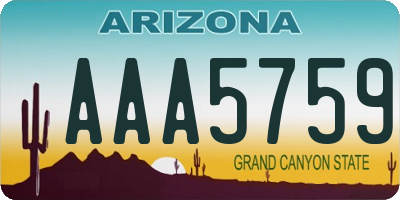 AZ license plate AAA5759