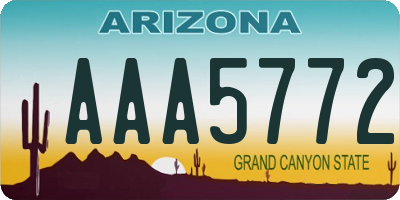AZ license plate AAA5772