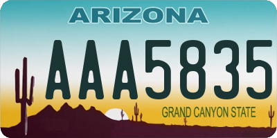 AZ license plate AAA5835
