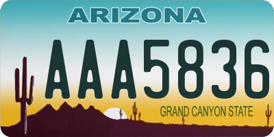 AZ license plate AAA5836