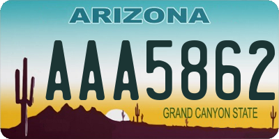 AZ license plate AAA5862