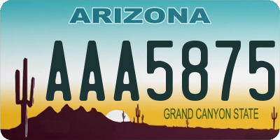 AZ license plate AAA5875