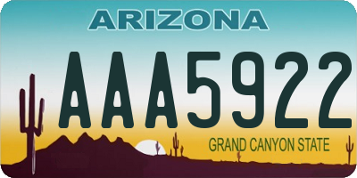 AZ license plate AAA5922