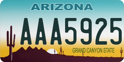 AZ license plate AAA5925