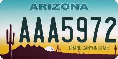 AZ license plate AAA5972