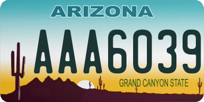 AZ license plate AAA6039