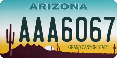 AZ license plate AAA6067