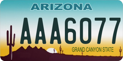 AZ license plate AAA6077