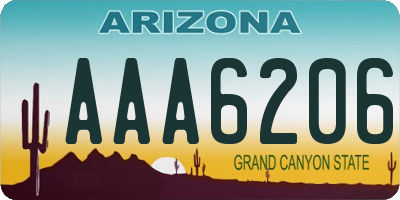 AZ license plate AAA6206