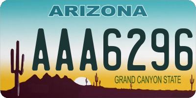 AZ license plate AAA6296