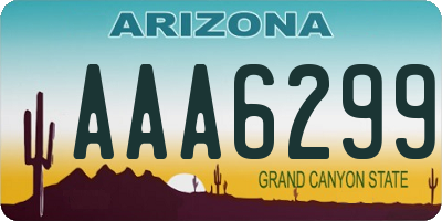 AZ license plate AAA6299