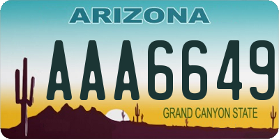 AZ license plate AAA6649