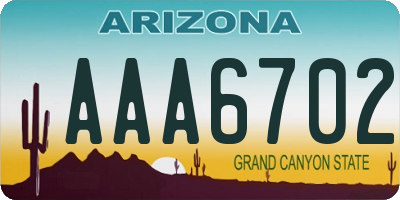 AZ license plate AAA6702