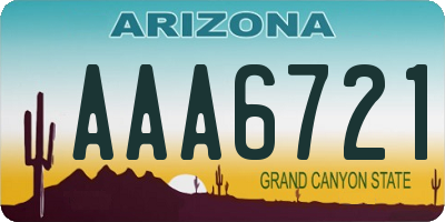 AZ license plate AAA6721